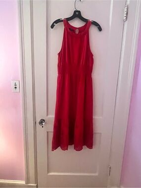 Talbots Sleeveless Red Midi Dress